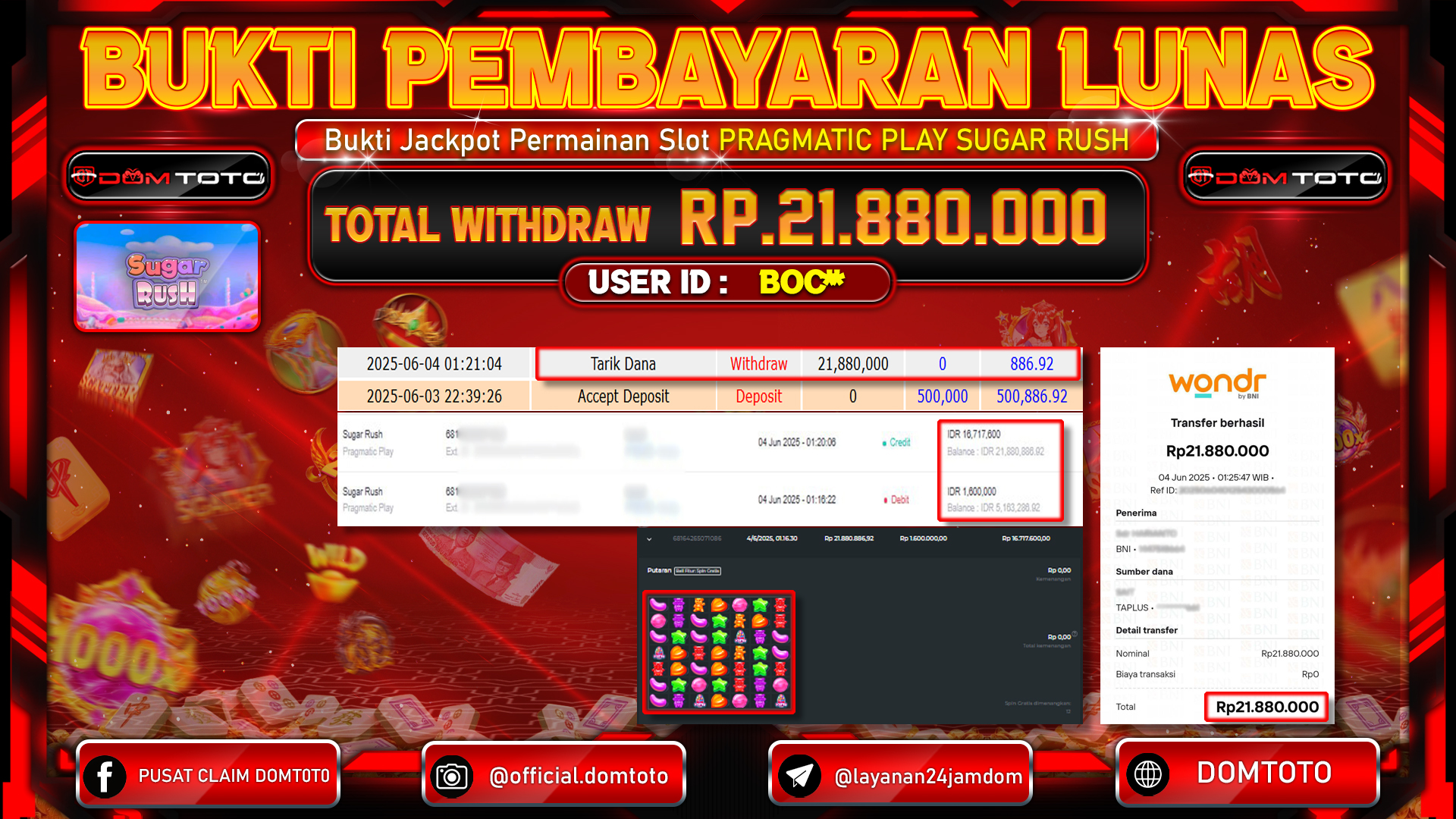 JACKPOT SLOT SUGAR RUSH 04 JUNI 2025